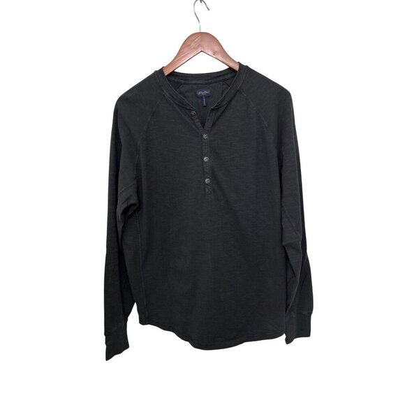 GOOD MAN Men's Long Sleeve Legend Henley Tee Medium Black 100% Cotton - Picture 7 of 11